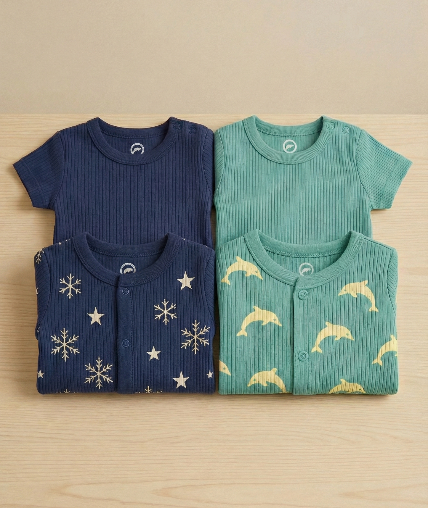 4-Pack Bamboo Baby Sleep Set - Navy & Teal