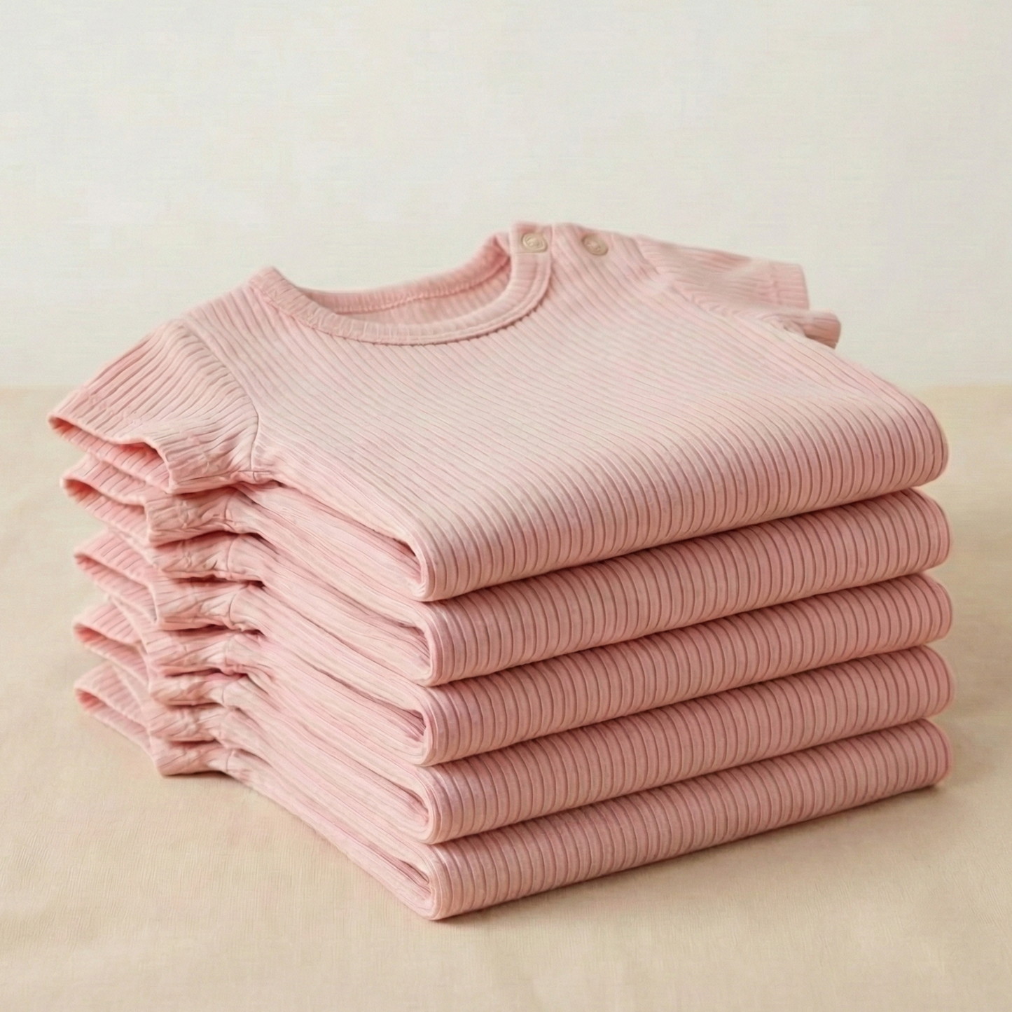 5-Pack Bamboo Ribbed Bodysuits - Pink