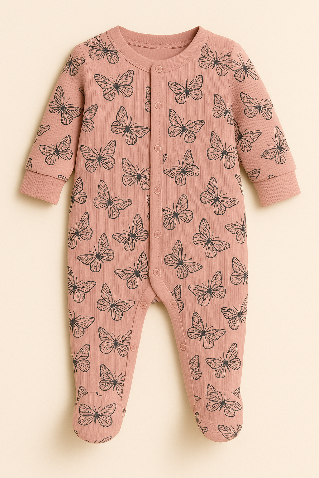 "Papillons d'été" Bamboo Ribbed Sleepsuit