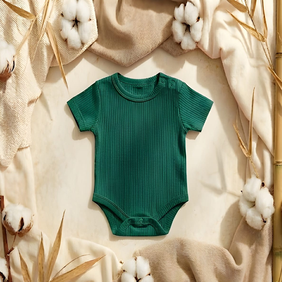 "Belle Emeraude" Bamboo Ribbed Bodysuit