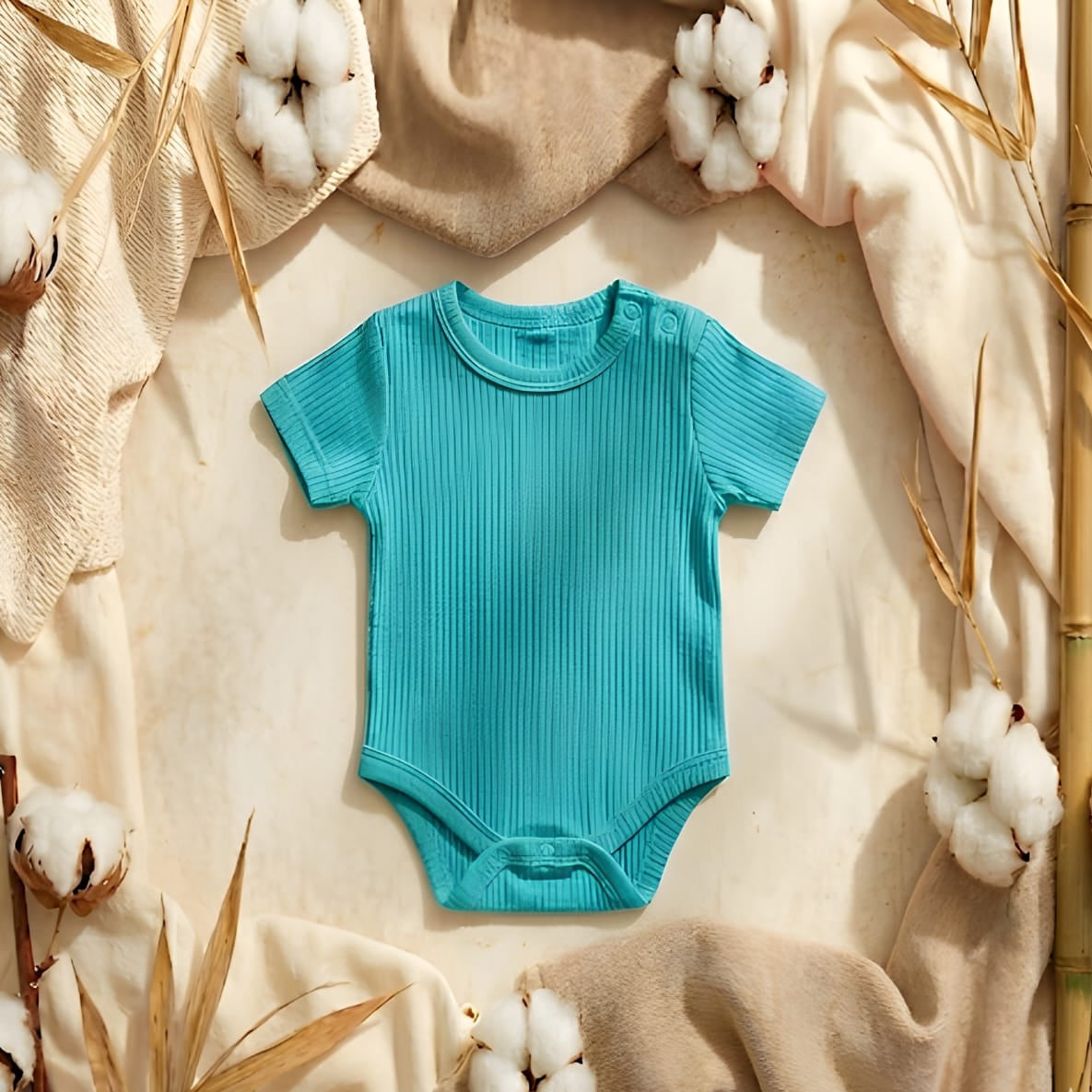 "Ciel Marin" Bamboo Ribbed Bodysuit (Teal)