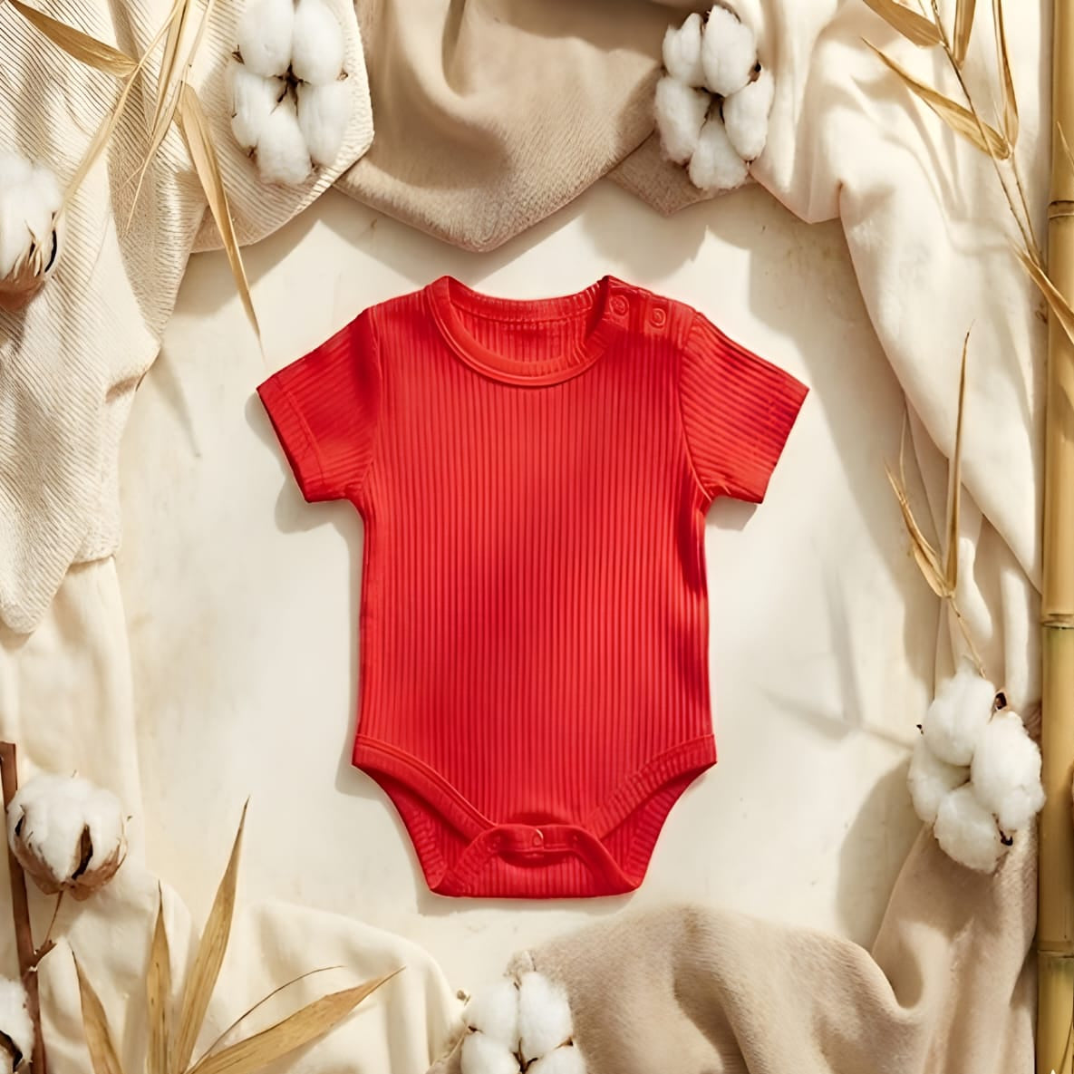 "Dahlia Rouge" Bamboo Ribbed Bodysuit