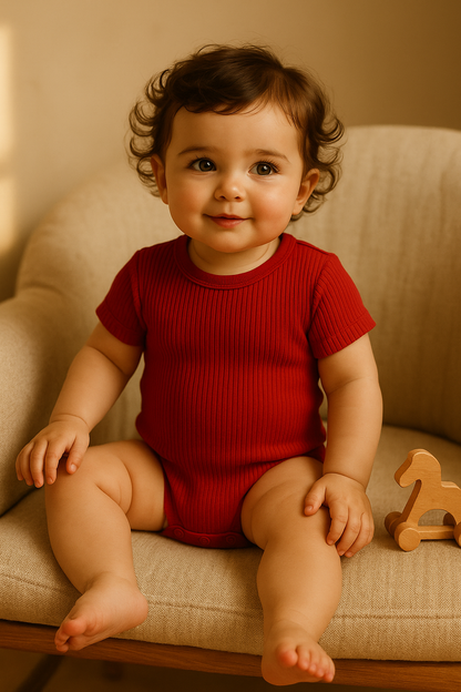 "Dahlia Rouge" Bamboo Ribbed Bodysuit