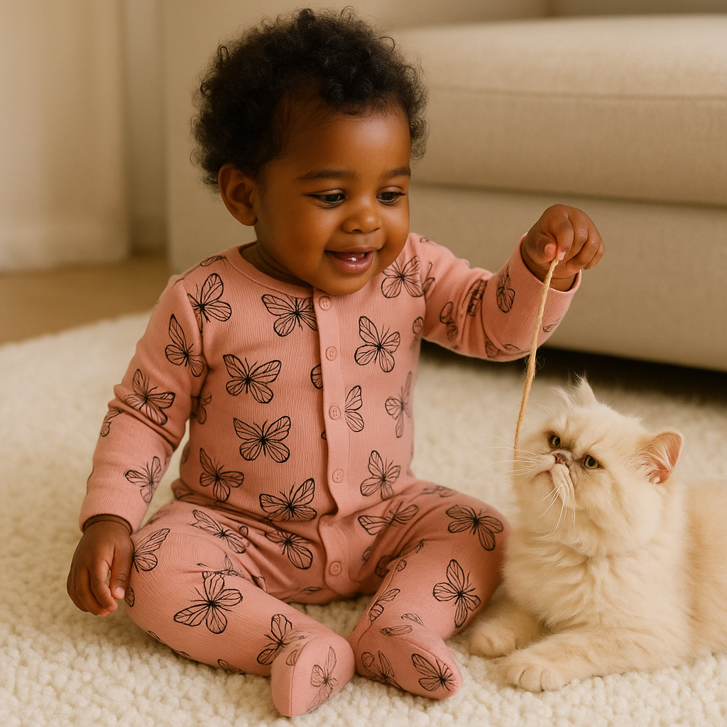 "Papillons d'été" Bamboo Ribbed Sleepsuit