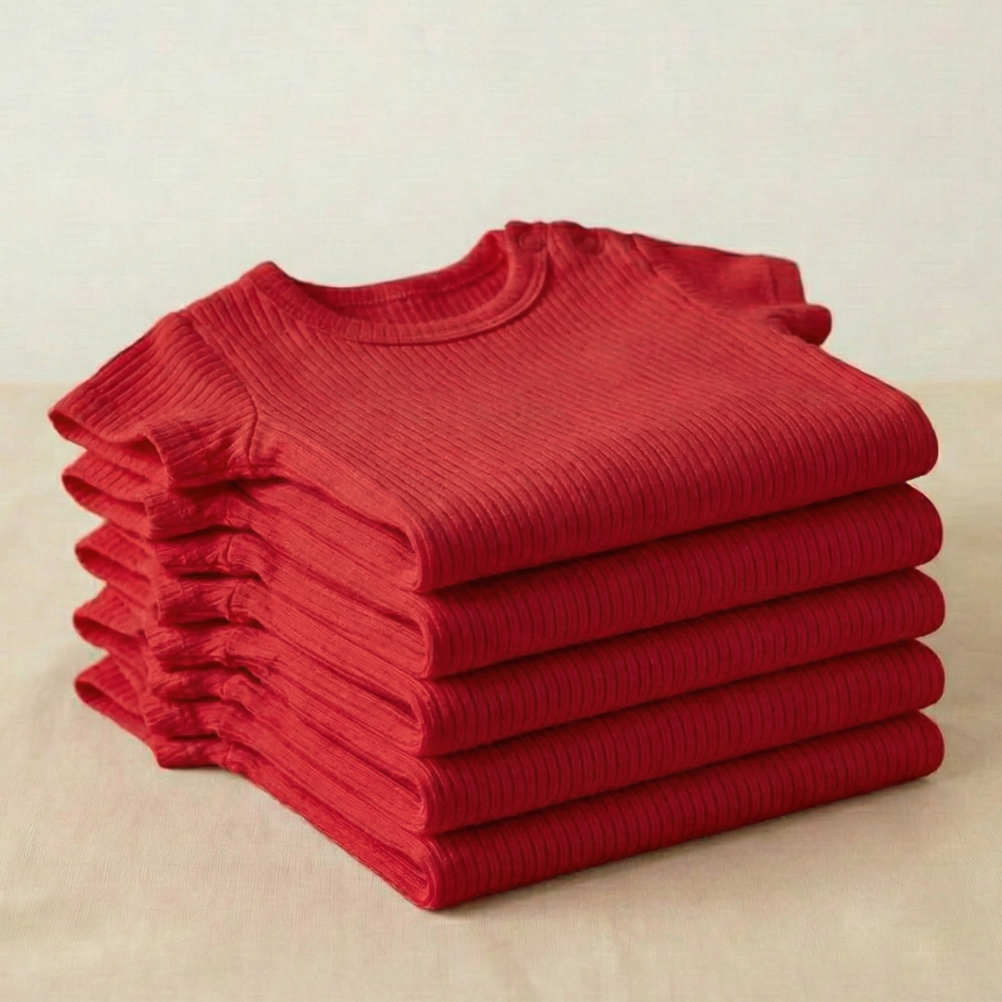 5-Pack Bamboo Ribbed Bodysuits - Red