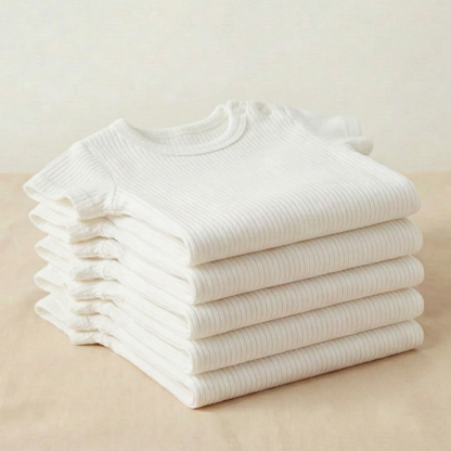 5-Pack Bamboo Ribbed Bodysuits - White